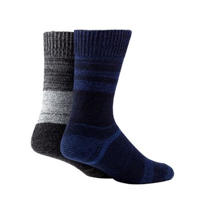 Mantaray Pack of of two blue space dye boot socks